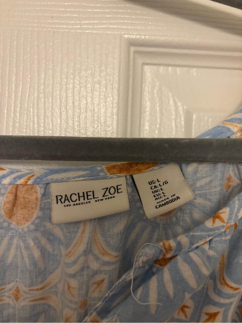 Blue Patterned Dress - Size Large - Picture 5 of 5